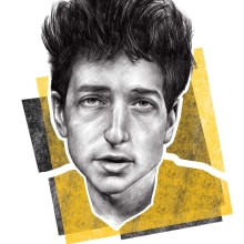 Bob Dylan. Ilustração tradicional, Ilustração de retrato, Desenho de retrato, Desenho realista e Ilustração editorial projeto de Paul Ryding - 02.09.2021