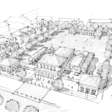 Proposed Town Center Development. Un proyecto de Diseño, Arquitectura, Dibujo a lápiz, Dibujo, Ilustración arquitectónica y Dibujo digital de JJ Zanetta - 01.01.2022