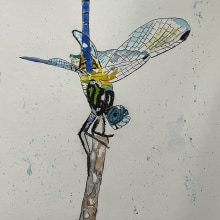 Insect on a branch. Un proyecto de Pintura a la acuarela de Mary Lou Fisher - 10.01.2022