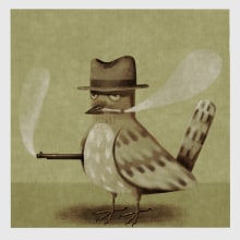Bad Bird. A study in character design.. Ilustração tradicional, Design de personagens, Ilustração digital, e Humor gráfico projeto de Gianluca Manna - 11.01.2022