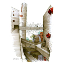 Sesc Pompeia Building in Sao Paulo - Brazil Ein Projekt aus dem Bereich Illustration, Architektur, Zeichnung und Sketchbook von Eduardo Bajzek - 12.01.2022