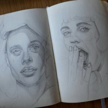 Portrait Sketchbooking. Esboçado, Desenho, Desenho de retrato, Desenho artístico, e Sketchbook projeto de rebeka.kaplanova - 12.01.2022