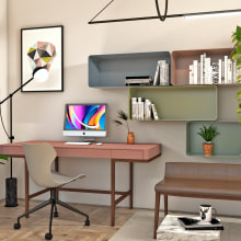 My Home office in Photorealistic Rendering with SketchUp and V-Ray Next course. Instalações, Arquitetura de interiores, Design de interiores, Decoração de interiores, Interiores, e Retail Design projeto de chrissainz - 13.01.2022