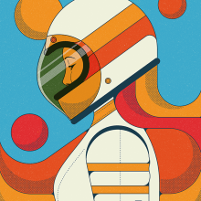 Retro Rider. Design, Traditional illustration, Motion Graphics, Graphic Design, and Digital Illustration project by Ryan Dean Sprague - 08.16.2022