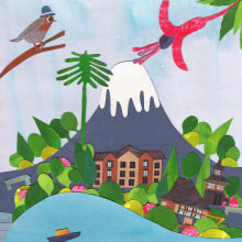 Mi Proyecto del curso: Villarrica en colores. Un proyecto de Ilustración tradicional, Collage, Papercraft, Ilustración infantil, Creatividad con niños y Narrativa de Dani Hurtado - 26.05.2020