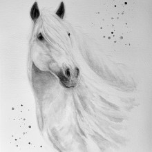 White Horse. Traditional illustration, Fine Arts, Painting, and Watercolor Painting project by Judy - 01.23.2022