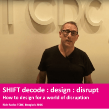 SHIFT decode : design : disrupt - How to design for a world of disruption . Consultoria criativa, Growth Marketing, Estratégia de marca, Design de inovação, e Business projeto de Rich Radka - 30.01.2022