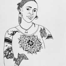 African Woman. Traditional illustration, Fine Arts, Portrait Illustration & Ink Illustration project by Judy - 01.30.2022