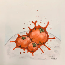 Splattered tomatoes. Traditional illustration, Painting, and Watercolor Painting project by vacker8 - 01.25.2022