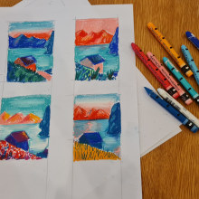My project in Landscapes with Oil Pastels and Crayons: Playing with Light course-. Traditional illustration, Fine Arts, Pencil Drawing, Drawing, and Artistic Drawing project by Clementine Brault - 01.30.2022