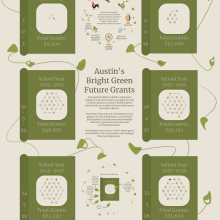Austin's Bright Green Future Grants. Educação, Design gráfico, Design de informação, Design interativo e Infografia projeto de Amy Wu - 31.01.2022