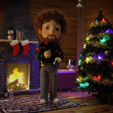 'Bob Ross' Happy Little Christmas Animation. Design, Illustration, Animation, Art Direction, Character Design, Costume Design, Arts, Crafts, Interior Design, Lighting Design, Set Design, Video, Stop Motion, Character Animation, Creativit, Stor, and telling project by Adeena Grubb - 02.08.2022