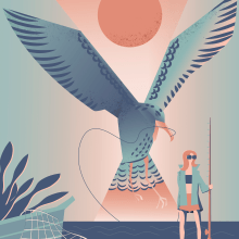 Seagull and the girl – vector illustration. Un projet de Illustration traditionnelle, Illustration vectorielle, Illustration numérique et Illustration éditoriale de Yana Strunina - 09.02.2022