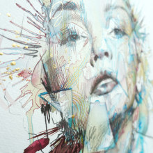 My project in Experimental Portraiture with Ink, Tea and Alcohol course. Fine Arts, Painting, Drawing, Portrait Illustration & Ink Illustration project by Carne Griffiths - 02.10.2022