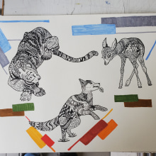 Zentangle Animals I did for my drawing class. Un proyecto de Ilustración tradicional de Katerina Konstantinidou - 08.11.2021