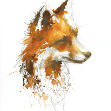 The Solitary Fox (with timelapse video). Ilustração tradicional projeto de Carne Griffiths - 15.02.2022