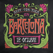Arte con Tiza en Barcelona 2019. Un projet de Design , Illustration traditionnelle, T, pographie, Calligraphie , et Lettering de Cristina Pagnoncelli - 07.10.2019