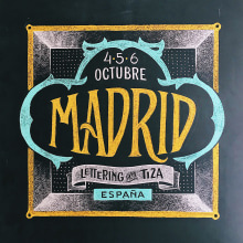 Lettering con Tiza en Madrid. Un progetto di Design, Illustrazione tradizionale, Belle arti, Tipografia e Lettering di Cristina Pagnoncelli - 03.10.2019