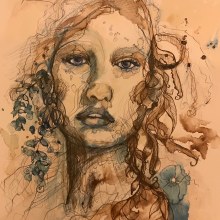 My project in Experimental Portraiture with Ink, Tea and Alcohol course. Un proyecto de Bellas Artes, Pintura, Dibujo, Ilustración de retrato e Ilustración con tinta de Diane Wright - 21.02.2022