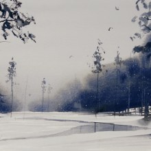 Winter landscape. Un proyecto de Pintura a la acuarela de Christian Koivumaa - 22.02.2022