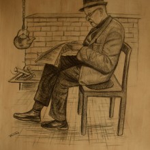 Old man by the fire. Un proyecto de Ilustración tradicional, Dibujo de Retrato y Dibujo anatómico de Florian Clemente - 22.02.2022