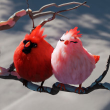 Virtual Fluffy Birds. Illustration, 3D, and 3D Character Design project by Marcus Penna - 02.24.2022