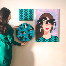 Interior composition of three acrylic paintings. Un proyecto de Ilustración tradicional, Artesanía y Pintura acrílica de Nadine Zhernakova - 01.03.2022