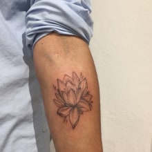 Mi Proyecto; flor Lotocon linea fina y flor peonia con Linea rs. Un proyecto de Ilustración tradicional, Diseño de tatuajes e Ilustración botánica de Gaby Barbero - 19.02.2020