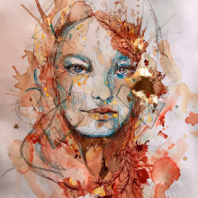 My project in Experimental Portraiture with Ink, Tea and Alcohol course. Fine Arts, Painting, Drawing, Portrait Illustration & Ink Illustration project by Nikol Rehakova - 03.05.2022