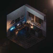 Estudio isométrico en Blender. Un projet de 3D, Architecture d'intérieur , et Conception 3D de Alex Moreán - 12.05.2020