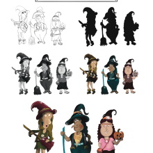 3 brujas hippies. Illustration, Character Design, Digital Illustration, Children's Illustration, and Narrative project by Yutzil Duque Hernández - 03.11.2022