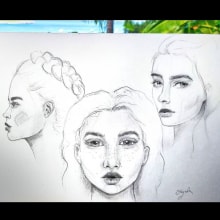 Mon projet du cours : Portraits féminins ❤️. Un proyecto de Bocetado, Dibujo, Dibujo de Retrato, Dibujo artístico y Sketchbook de oayana.art - 06.03.2022