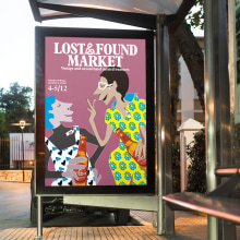 CARTEL LOST&FOUND MARKET. Traditional illustration, Advertising, Graphic Design, Street Art, Vector Illustration, Digital Drawing, Lifest, le, and Fashion Illustration	 project by Obdulia Zamora - 03.17.2022
