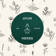 Branding "Ayur Herbs". Art Direction, Br, ing, Identit, Packaging, Logo Design, and Studio Photograph project by Ana Martins - 03.24.2022