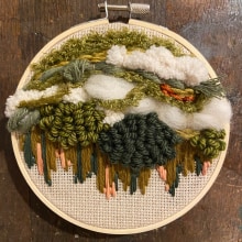 My project in Weaving, Embroidery & Punch Needle: Create a Textile Painting course. Accessor, Design, Arts, Crafts, Embroider, Decoration, Fiber Arts, Punch Needle, Weaving, and Textile Design project by Shannon Pyles - 01.15.2022