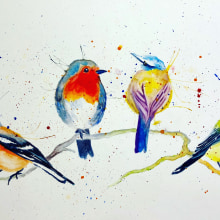 My project for course: Artistic Watercolor Techniques for Illustrating Birds. Un proyecto de Ilustración tradicional, Pintura a la acuarela, Dibujo realista e Ilustración naturalista				 de Emma Henderson - 30.03.2022