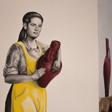 Mural I. Hotel Rural "La vida de antes" . Un proyecto de Ilustración tradicional, Bellas Artes, Pintura, Arte urbano y Decoración de interiores de María Gomes - 20.10.2021