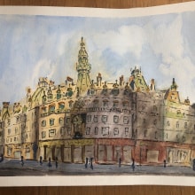 Charing Cross Mansions, Glasgow: Architectural Sketching with Watercolor and Ink. Un proyecto de Dibujo, Pintura a la acuarela, Ilustración arquitectónica y Sketchbook de Steve Mitchell - 04.04.2022