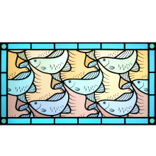 Geese and Fish Tessellated Stained Glass Window. Interior Decoration project by Flora Jamieson - 04.05.2022