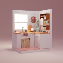 Cozy Kitchen Corner. Modelagem 3D, e 3D Design projeto de Lavina Flores - 24.03.2022