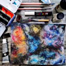 Galaxias y constelaciones. Ilustração tradicional, Artes plásticas, Pintura, e Pintura em aquarela projeto de Williams Aguilera - 16.04.2022