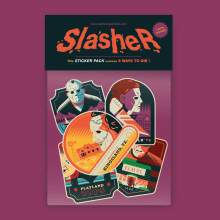 Slasher sticker pack. Traditional illustration, and Vector Illustration project by Salmorejo studio - 04.20.2022