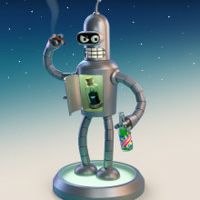 Bender & Luci // Futurama & Disenchantment. 3D, Sculpture, 3D Modeling, and 3D Character Design project by Alessandro Testa - 01.12.2020