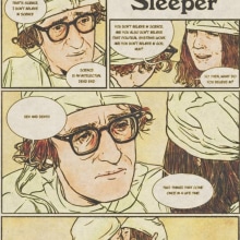 Sleeper (1973) by Woody Allen. Un projet de Illustration traditionnelle, Direction artistique, Beaux Arts, Design graphique, B, e dessinée, Cinéma et Illustration à l'encre de JUANJO NEZNA - 27.04.2022