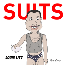Caricatura de Louis Litt  SUITS. Un proyecto de Ilustración tradicional de Montse Barcons - 29.04.2022