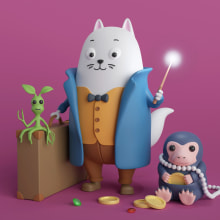 Sebo Cat and Fantastic Beasts. Ilustração tradicional, 3D, Design de personagens, Criatividade, e Modelagem 3D projeto de Radu Mocanu - 28.04.2022