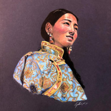 Tibet. Traditional illustration, Photograph, Character Design, Fine Arts, Painting, Creativit, Pencil Drawing, Drawing, Portrait Illustration, Concept Art, Portrait Drawing, Realistic Drawing, Artistic Drawing, Fine-Art Photograph, Children's Illustration, Instagram, Oil Painting, and Self-Portrait Photograph project by Agatha - 04.29.2022