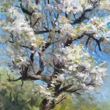 Pleinair Painting of a blooming tree. Painting, and Oil Painting project by Yo Rühmer - 04.19.2022