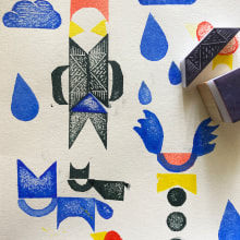 My project for course: Sketchbooking with Handmade Stamps. Un proyecto de Ilustración tradicional, Pattern Design, Estampación, Sketchbook y Grabado de Megumi Watanabe - 30.04.2022