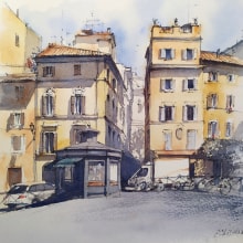 Rome, ink and watercolor. Un proyecto de Paisajismo y Pintura de Ekaterina Chistiakova - 16.05.2022